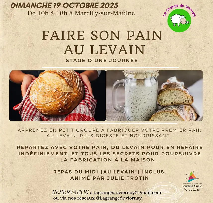 Visuel pour une stage d'une journée autour de la fabrication du pain au levain maison
