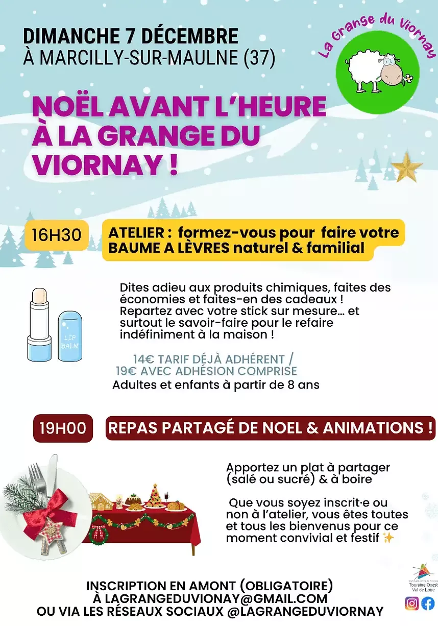 Visuel pour une journée festive sur le thème de noel avec des ateliers créatifs et un repas convivial